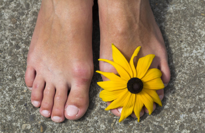 Close-up of woman feet with flower between toes